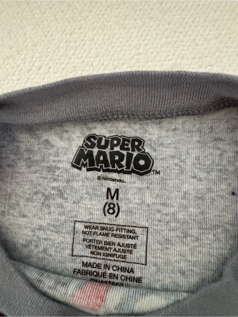 Nintendo Kids Gray Super Mario Short Sleeve Tee with Red & Blue Accents